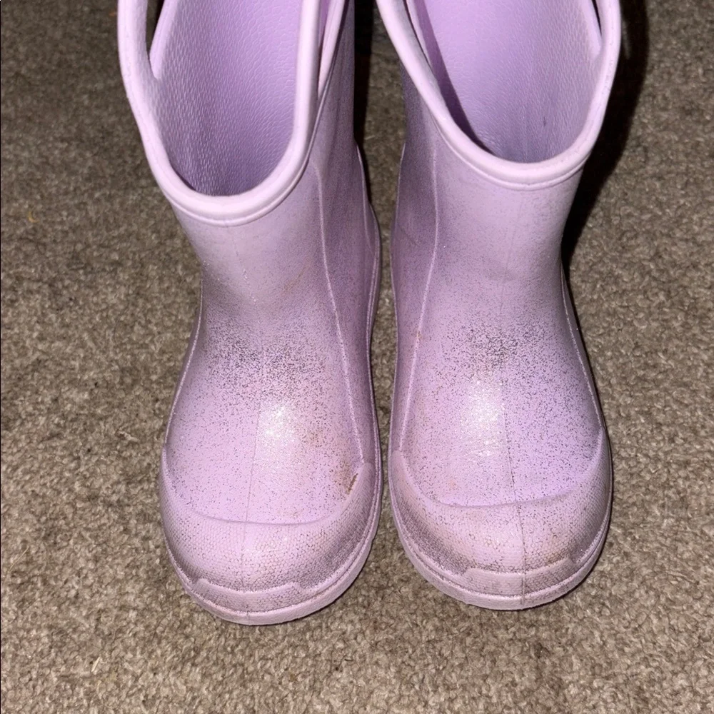BearPaw Pink Glitter Rain Boot Close-Up